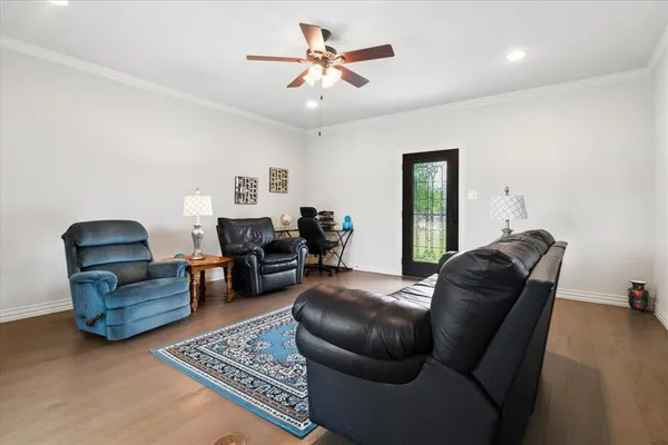 a living room with furniture