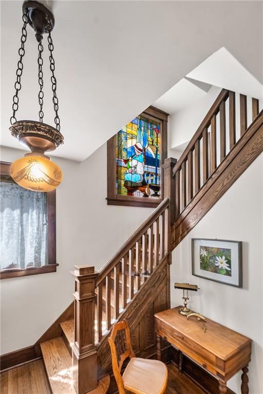 47 Ralston Place Mt. Lebanon, PA 15216 - Photo 22 of 44 Classic staircase accented by original stained glass detail