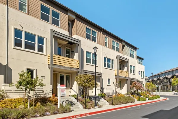 a front view of a building with street view