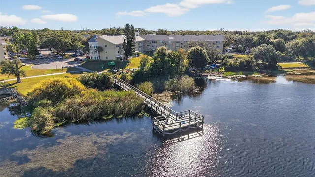 a view of a lake with houses