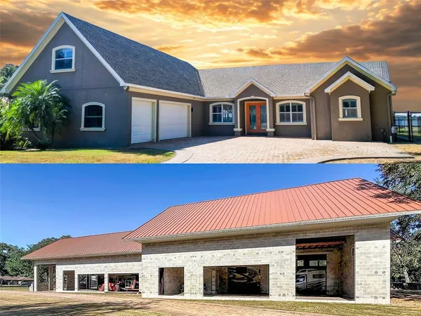 a front view of a house with swimming pool
