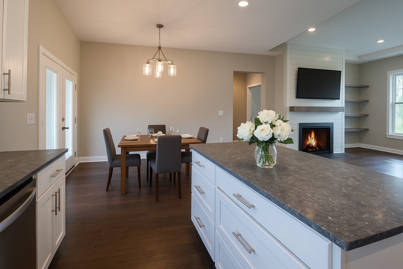 264 Dink Rut Road Portland, TN 37148 - Photo 20 of 56 a kitchen with stainless steel appliances granite countertop a stove top oven a sink a dining table and chairs