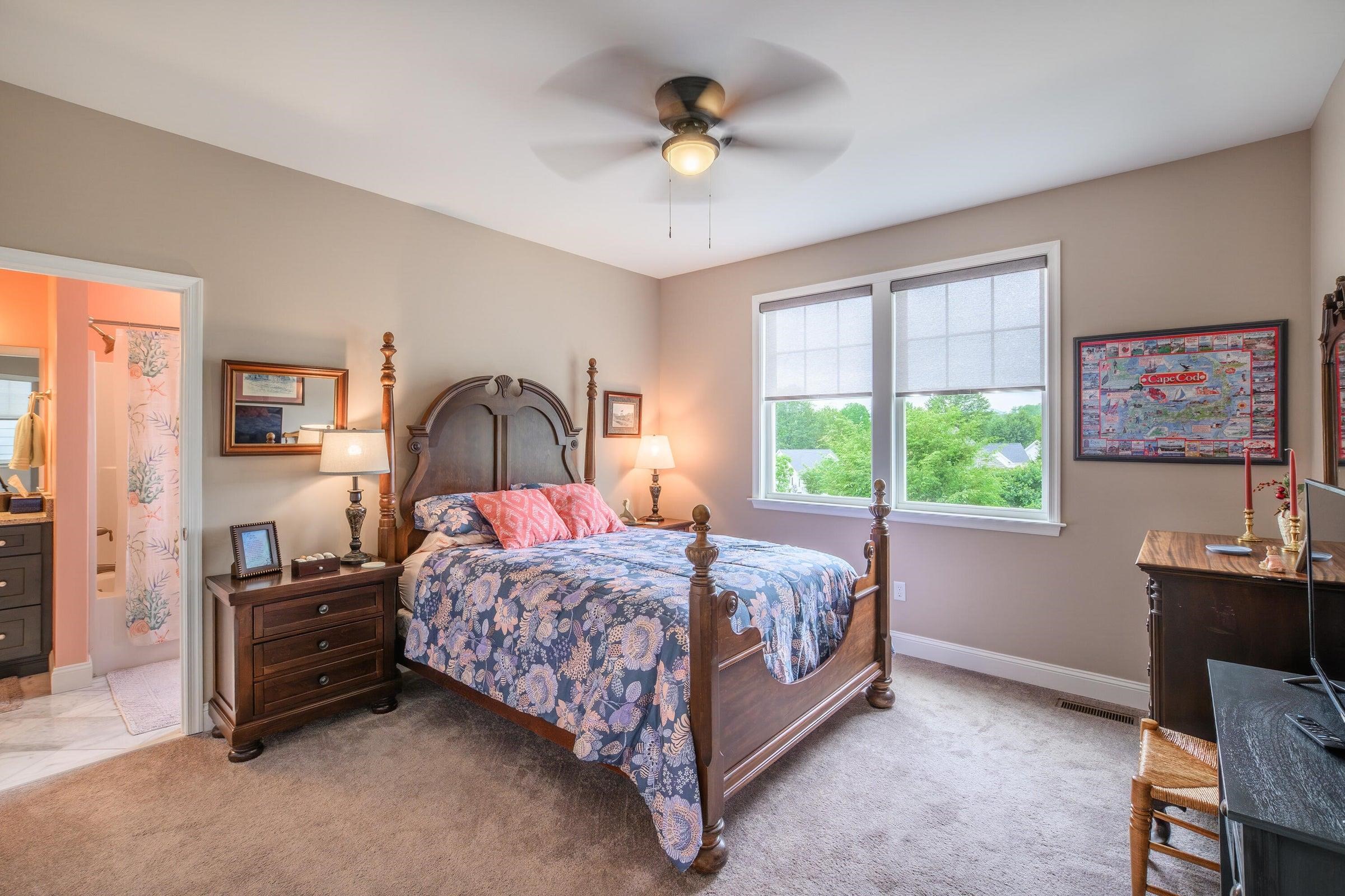 41 Chamberlain Loop Lexington, VA 24450 - Photo 35 of 41 a bedroom with a bed a chandelier and a window