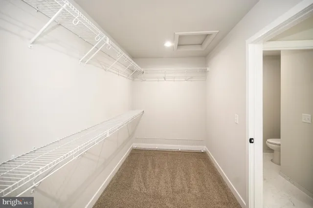 a view of an empty walk in closet