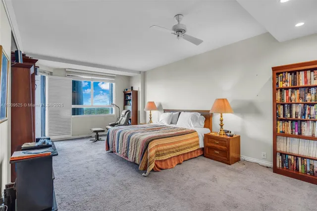 a bed room with a bed and a book shelf