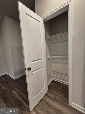 a view of an empty walk in closet