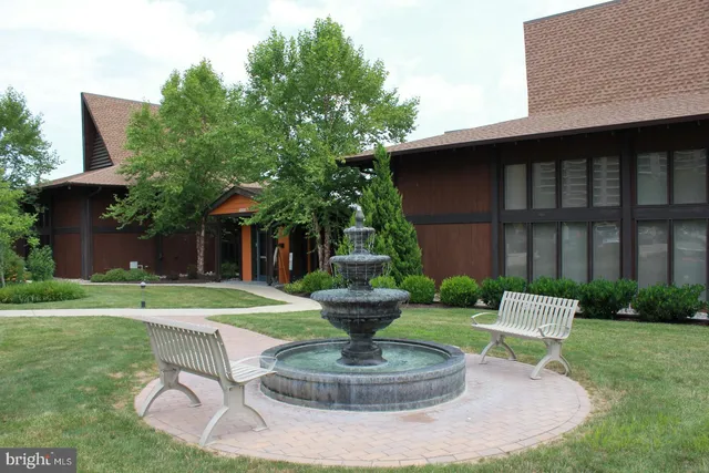 a view of a lake with a patio