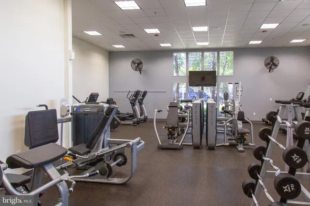 a view of a room with gym equipment