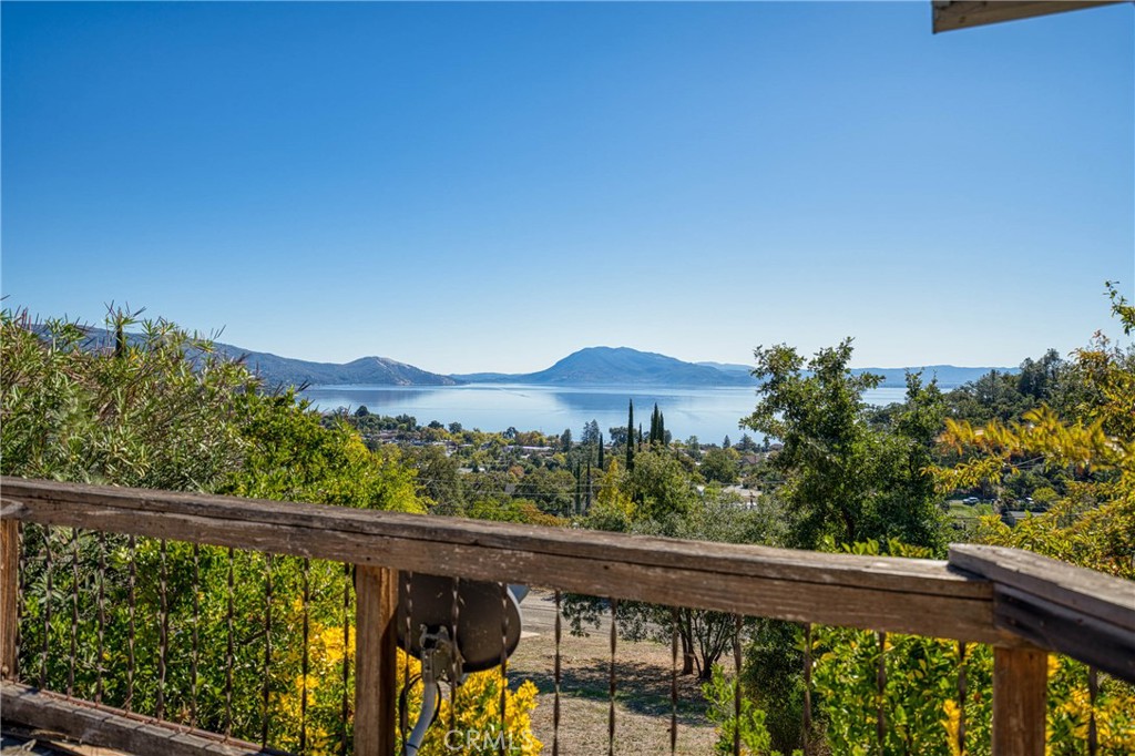 a view of a balcony with an outdoor space