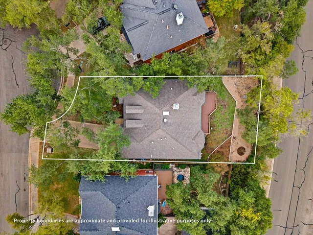 an aerial view of a house
