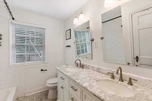 a bathroom with a bathtub