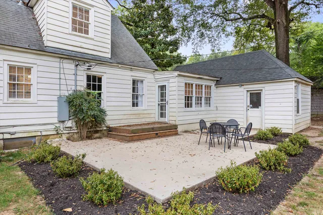 a view of a yard with a slide