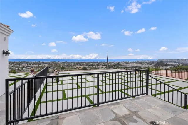 a view of an ocean & building