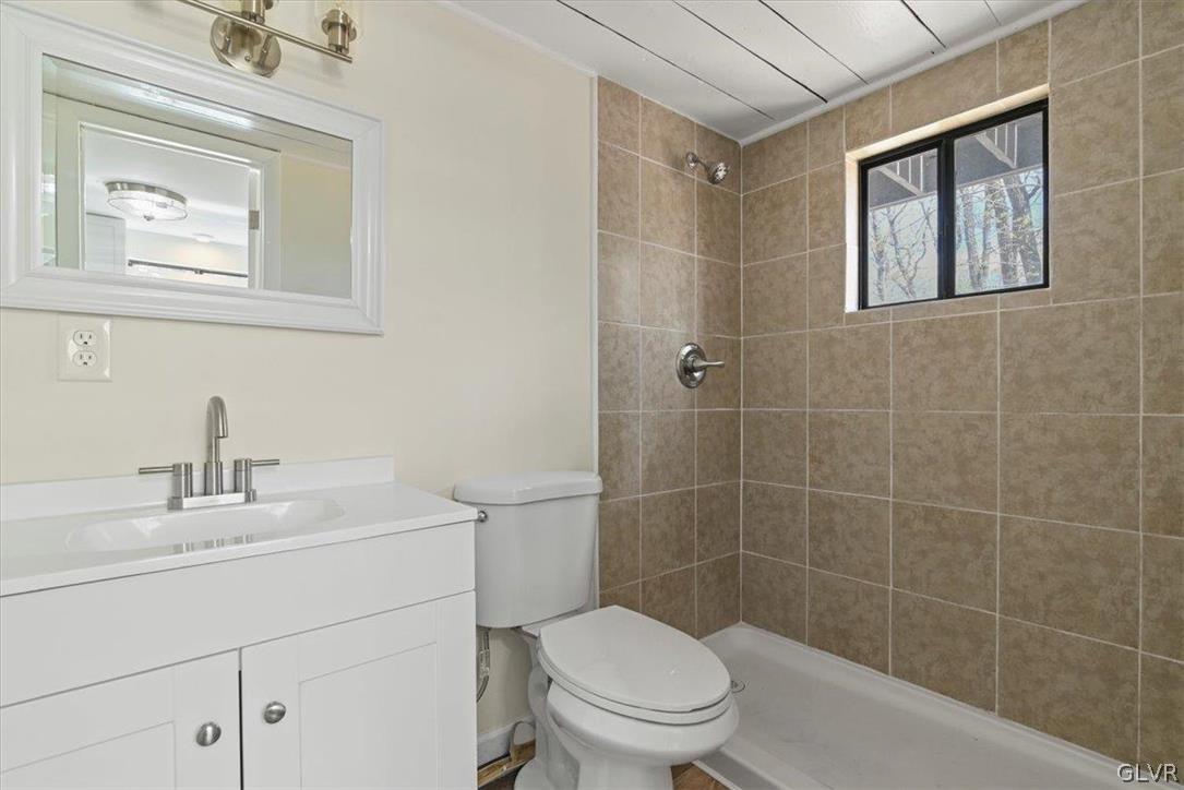 329 Snow Mass Road Henryville, PA 18332 - Photo 29 of 35 a bathroom with a toilet sink vanity and mirror
