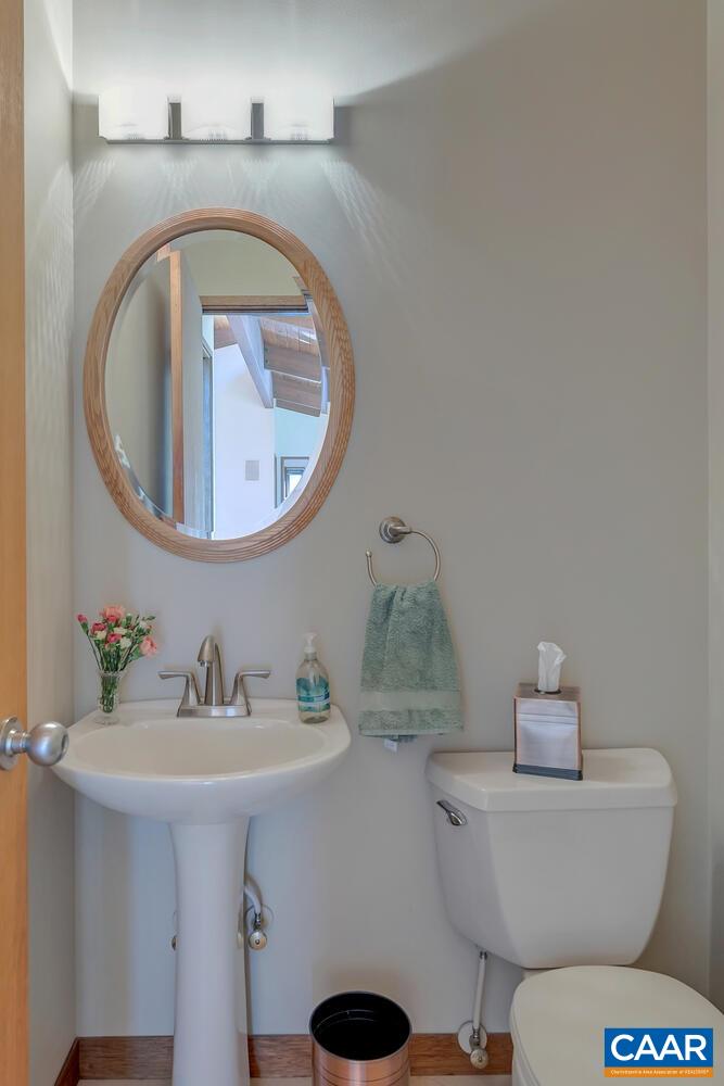 2706 Paddock Wood Road Keswick, VA 22947 - Photo 14 of 42 a bathroom with a toilet a sink and mirror