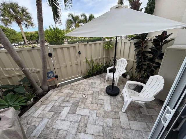 a view of outdoor seating space