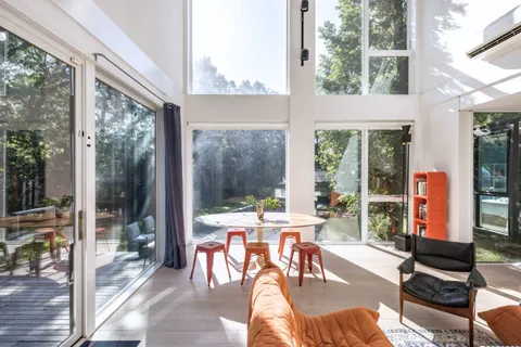 a outdoor space with furniture