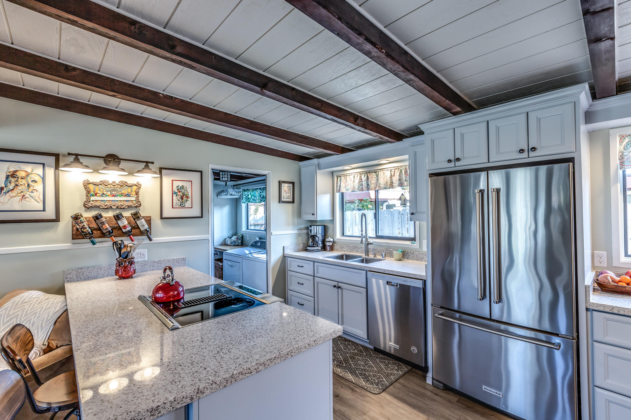 3372 Edgewood Road Myrtletown, CA 95501 - Photo 14 of 44 a kitchen with granite countertop a refrigerator and a sink