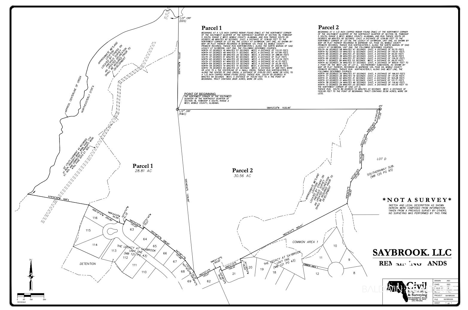 0 Pierson Drive Mobile, AL 36619 - Photo 1 of 1 Saybrook Parcel 1 & 2 Topo