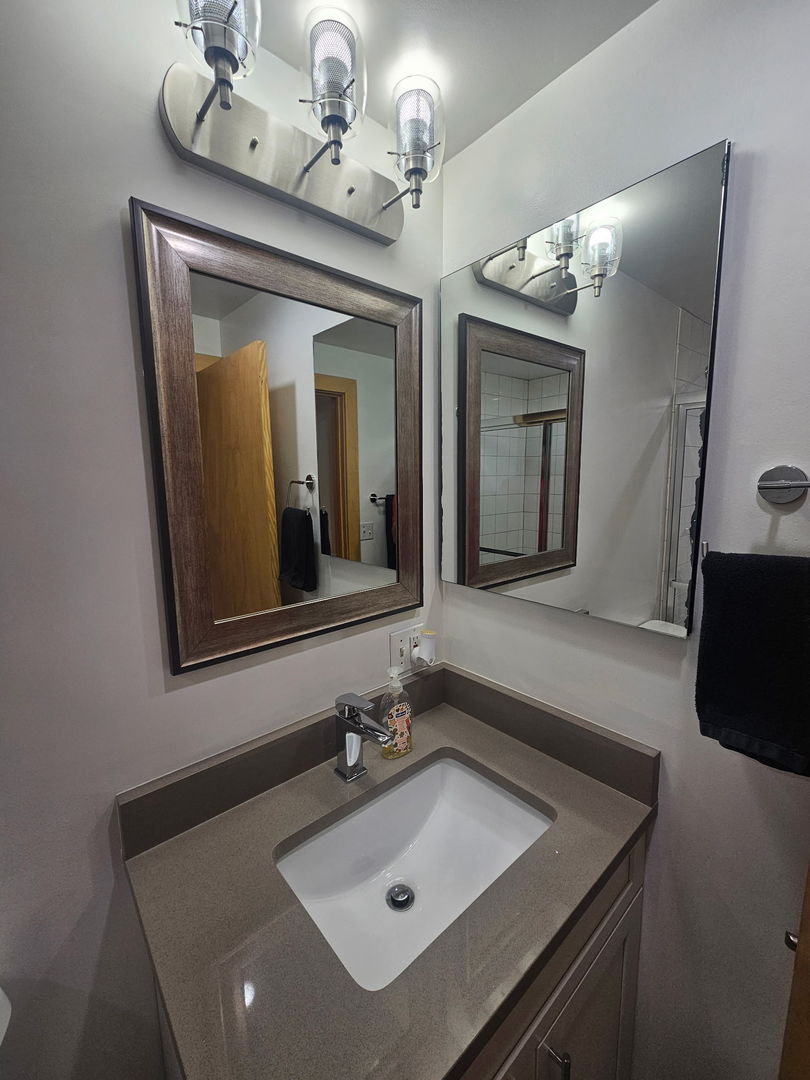 537 Custer Avenue, Unit 5 Evanston, IL 60202 - Photo 15 of 19 a bathroom with a sink vanity and a mirror