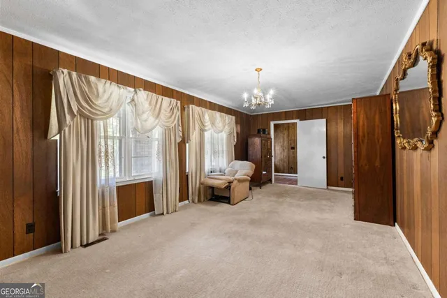 a view of a livingroom with a chandelier