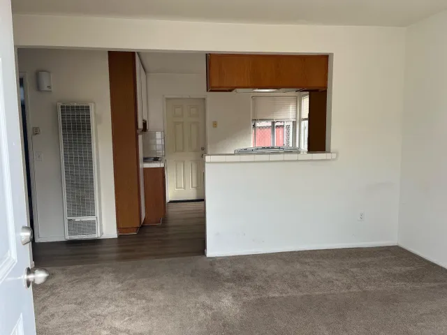 an entryway with a workspace