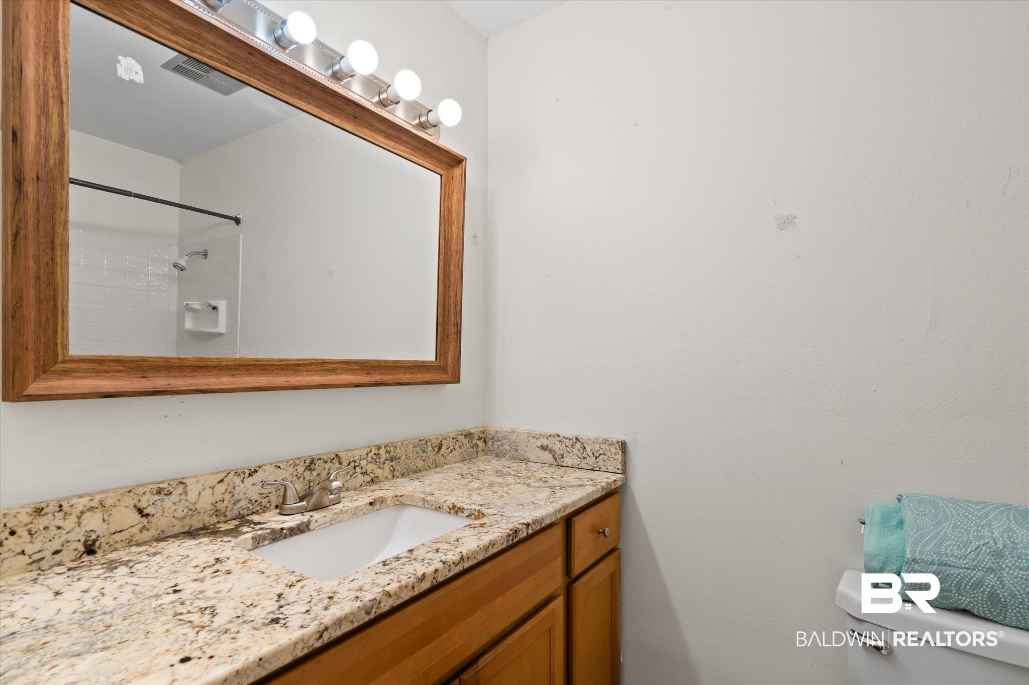 9445 Howells Ferry Road Semmes, AL 36575 - Photo 16 of 20 Bathroom featuring tiled shower, vanity, and toilet