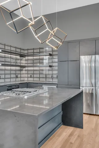 a view of hallway with a large window