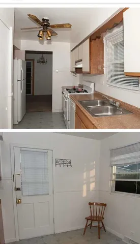 a kitchen with a sink cabinets and appliances