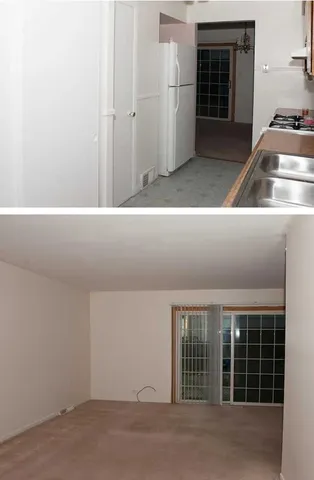 a view of a house with a large window