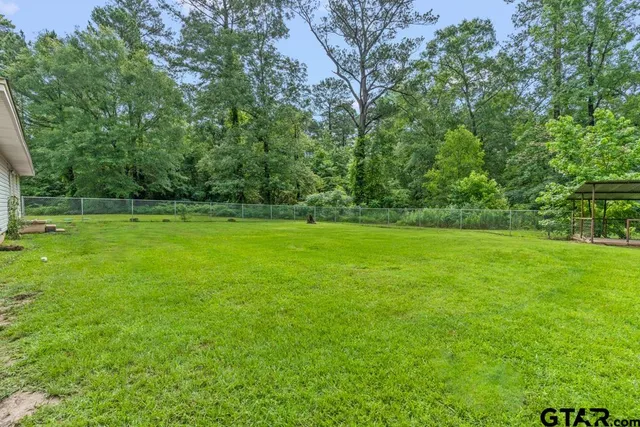 a view of a grassy field with trees