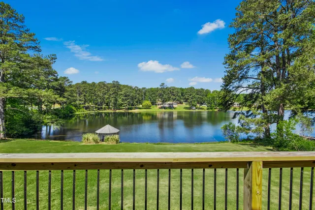 a view of lake from a balcony