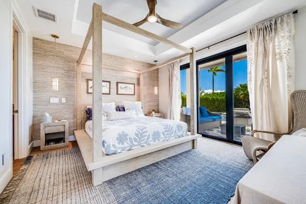 a spacious bedroom with a large bed and a large window