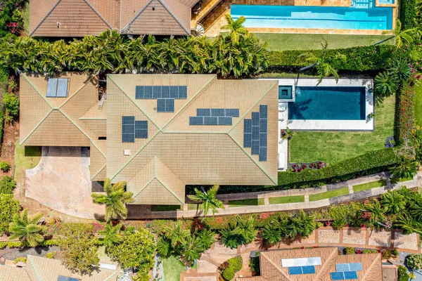 an aerial view of a house