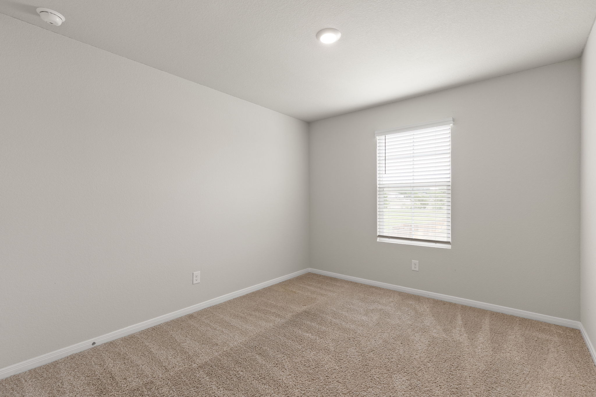 281 Jayden Drive Kyle, TX 78640 - Photo 27 of 36 Light-colored wall-to-wall carpeting complements the neutral wall color in this room featuring a window with horizontal blinds