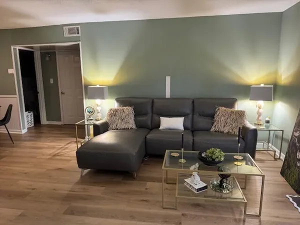 a living room with furniture