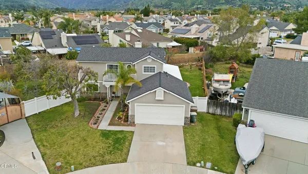 an aerial view of a house