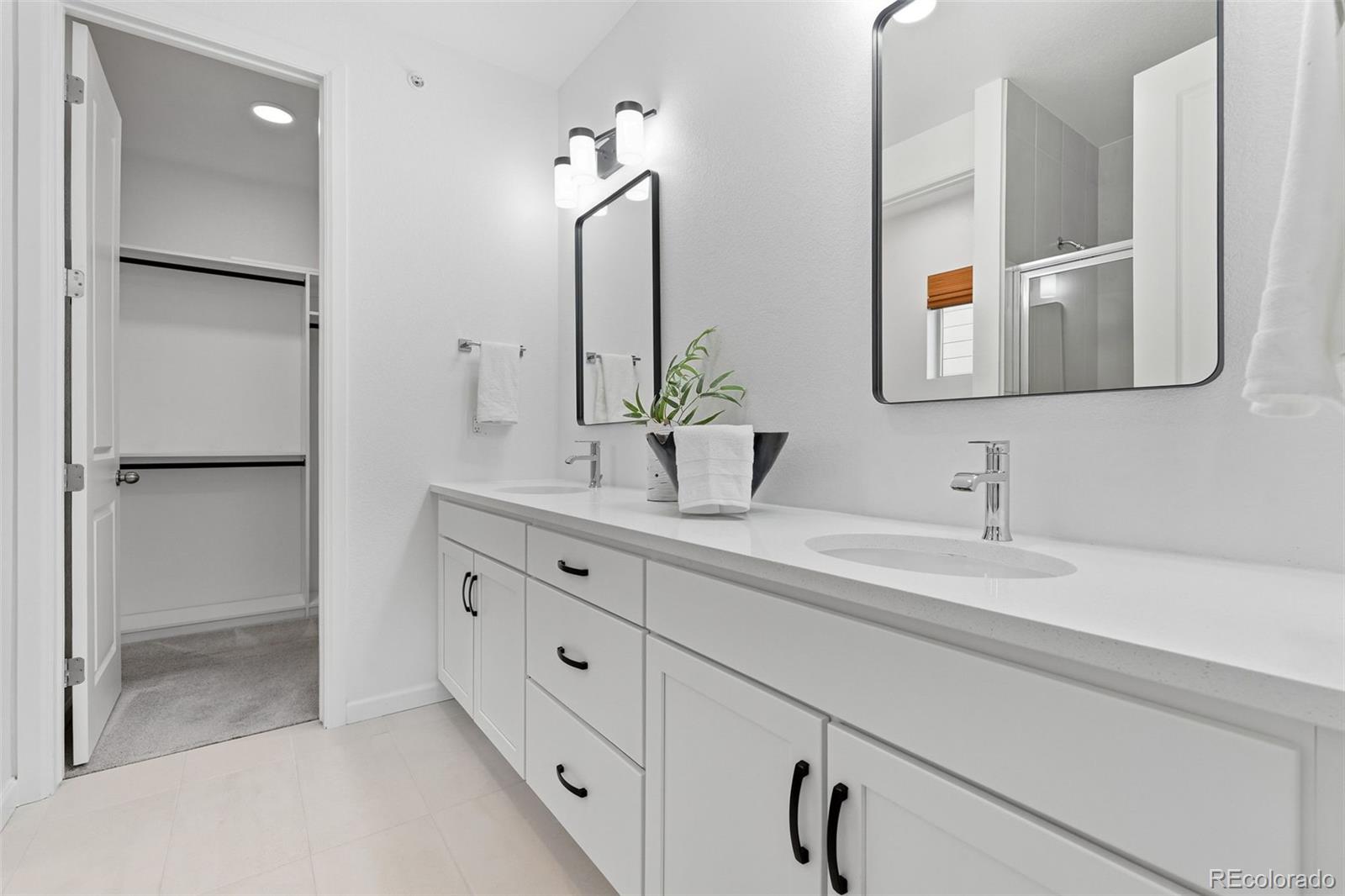8283 South Queen Street Littleton, CO 80127 - Photo 24 of 46 a bathroom with double vanity sink and a mirror
