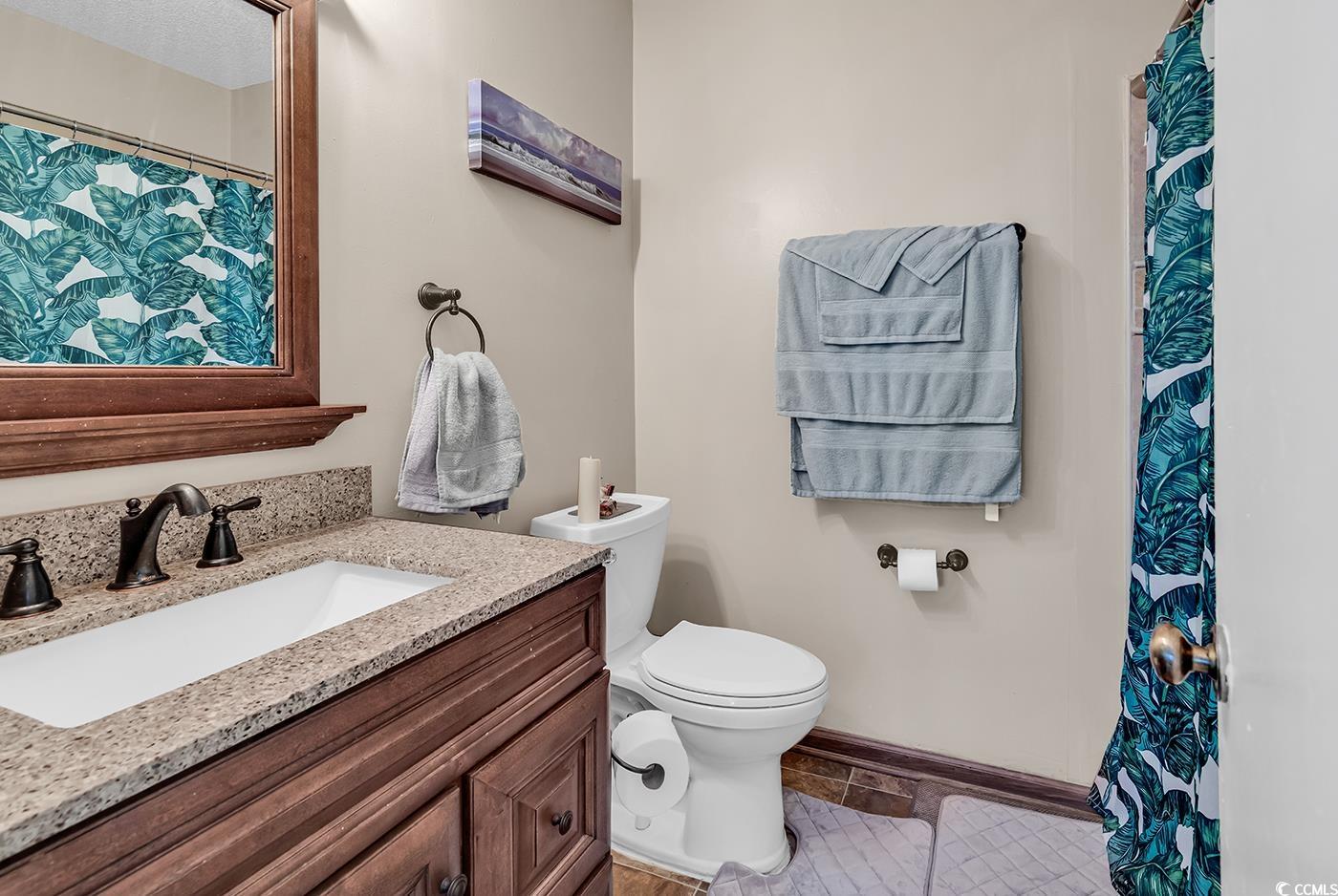 6628 Mallard View Point Myrtle Beach, SC 29588 - Photo 5 of 34 Full bath with vanity, toilet, and a shower with shower curtain