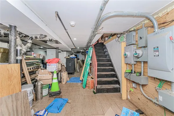 a view of a garage with window