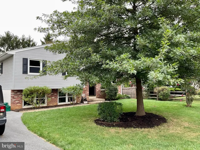 a view of a backyard with table and chairs plants and trees