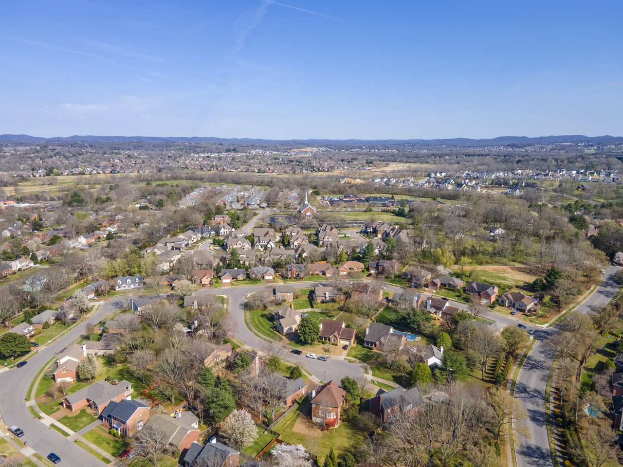 114 Rigby Drive Franklin, TN 37064 - Photo 51 of 55 an aerial view of a city with lots of residential buildings