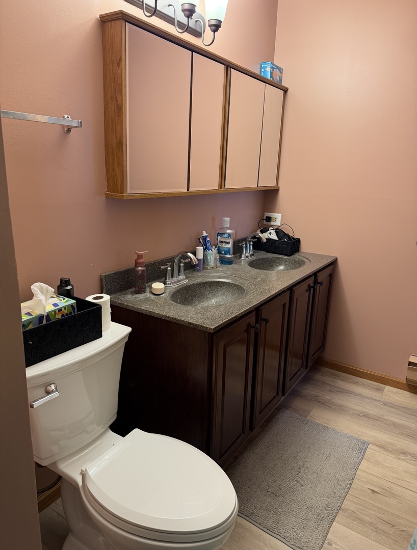 4304 West Shamrock Lane, Unit 1A McHenry, IL 60050 - Photo 13 of 20 a bathroom with a sink a toilet and mirror