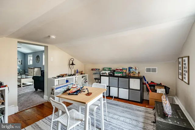 an outdoor space with seating