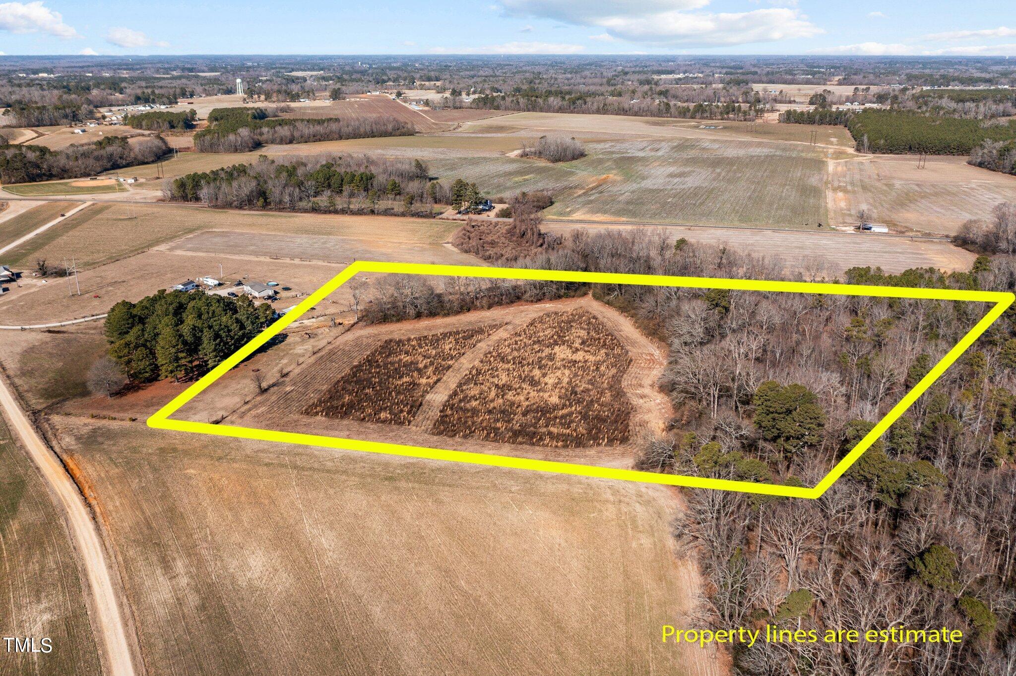 Aerial with property borders. Easement not shown.
