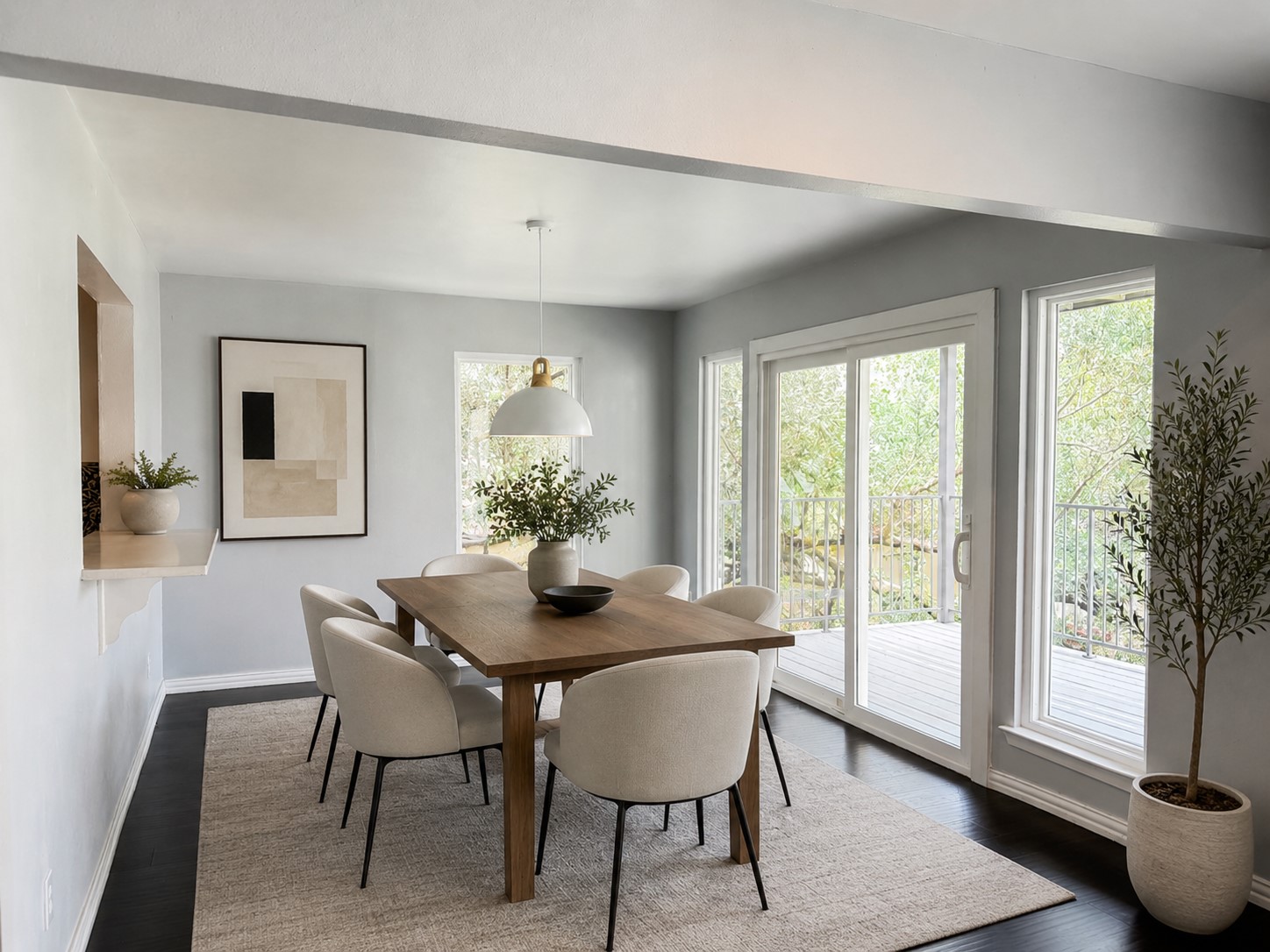 2918 Ranch Road 620 North, Unit C120 Austin, TX 78734 - Photo 6 of 34 Ai Virtual Staging: A refined dining space with direct access to an outdoor deck, perfect for entertaining.