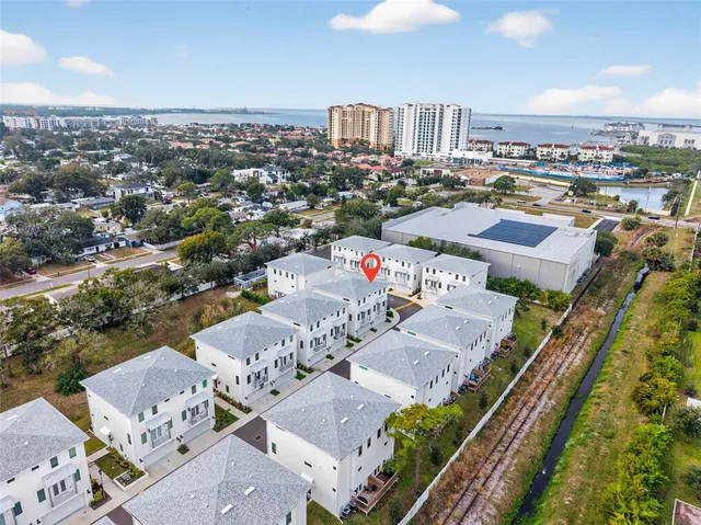 an aerial view of a city