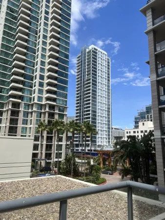 front view of a building with a street