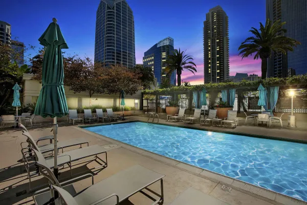 a view of a backyard with palm tree