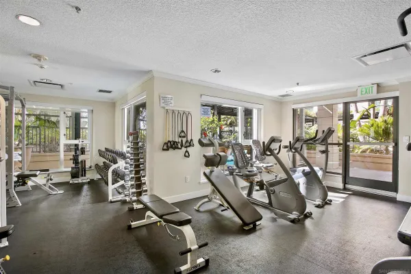 a view of a room with gym equipment
